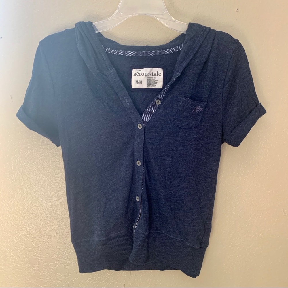 Blue Aeropostale Short Sleeve ButtonUp Hoodie 💙